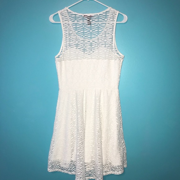 White Dress with Lace Overlay - Picture 3 of 4